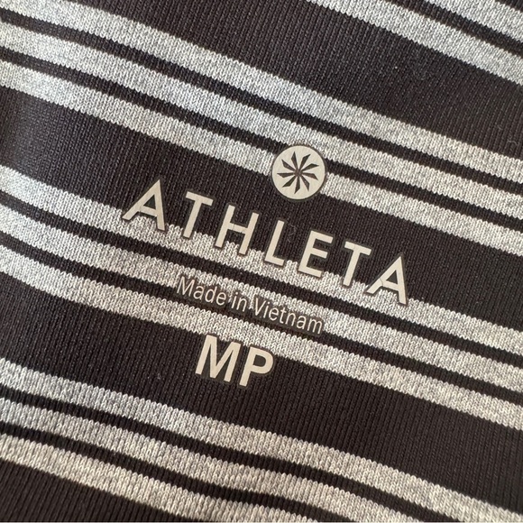 Athleta Striped Chaturanga Capri Leggings, Heather Gray & Black, Size MP - Picture 8 of 13